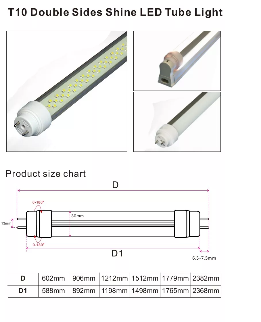 LED T10 360 degree double sided LED Tubes LEDtube 8
